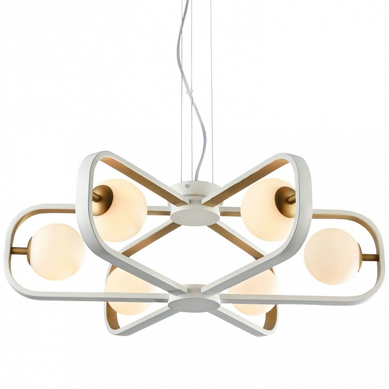 Люстра Michele Ball Chandelier Gold 6 Белый Золотой Люстра Michele Ball Chandelier Gold 6 Белый Золотой в Челябинске | Loft Concept