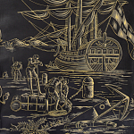 Обои ручная роспись Views of Italy Gold Outline варинант исполнения - 2 | Loft Concept в Челябинске