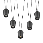 Подвесной светильник черными плафонами на длинных пересекающихся тросах Construction варинант исполнения - 3 | Loft Concept в Челябинске