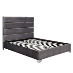 Кровать двуспальная серая с высоким мягким изголовьем Heart of the Bedroom варинант исполнения - 1 | Loft Concept в Челябинске