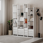 Стеллаж прямой ассиметричный с полками и 4-мя дверцами ARYA BOOKCASE WHITE варинант исполнения - 5 | Loft Concept в Челябинске