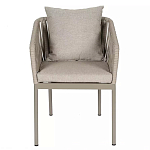 Стул серо-бежевый с декоративным плетением на спинке и подлокотниках Chair Weave варинант исполнения - 1 | Loft Concept в Челябинске