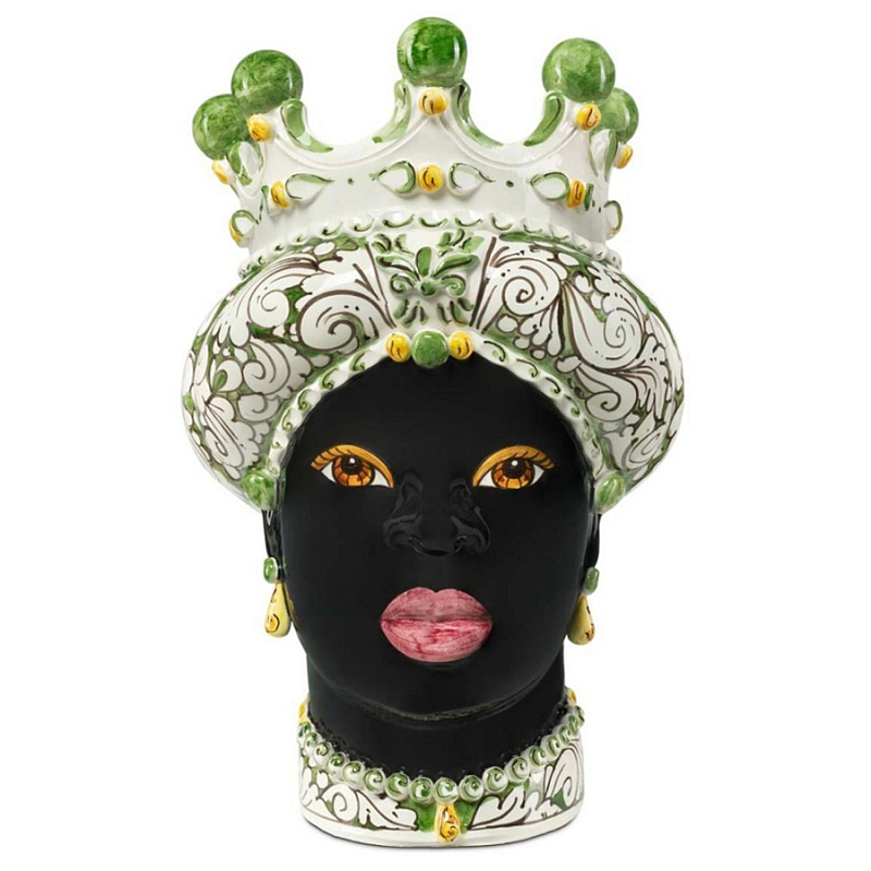 Ваза Vase Moro Lady Ornate Dark Green Черный Зеленый Белый Ваза Vase Moro Lady Ornate Dark Green Черный Зеленый Белый в Челябинске | Loft Concept