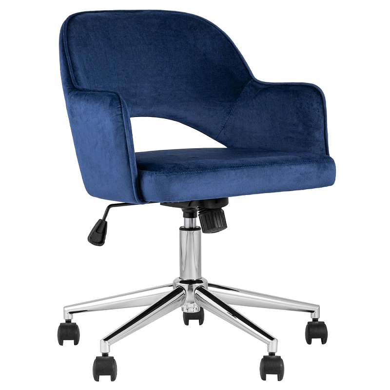 Кресло для компьютерного стола Veloury Blue Черный Хром Синий Кресло для компьютерного стола Veloury Blue Черный Хром Синий в Челябинске | Loft Concept