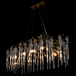 Люстра подвесная прямоугольная с бронзовыми акцентами и прозрачными стеклянными каплями Droplet Chandelier варинант исполнения - 4 | Loft Concept в Челябинске