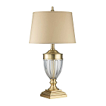 Настольная лампа со тканевым абажуром и прозрачным ребристым стеклянным основанием Quoizel варинант исполнения - 5 | Loft Concept в Челябинске