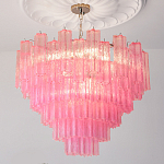 Элитная Люстра Textured Glass Pink Chandelier Ярко Розовое стекло варинант исполнения - 1 | Loft Concept в Челябинске