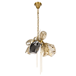 Люстра подвесная со стеклянными плафонами из дымчатого и золотистого с тремя вертикальными подвесками Gilded Mirage  варинант исполнения - 5 | Loft Concept в Челябинске