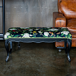 Банкетка из натурального бука черная с изображением птиц и цветов Blooming Birds варинант исполнения - 2 | Loft Concept в Челябинске