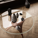 Дизайнерский круглый обеденный стол стеклянный с фигурным подстольем из цемента ARC Dining Table варинант исполнения - 3 | Loft Concept в Челябинске