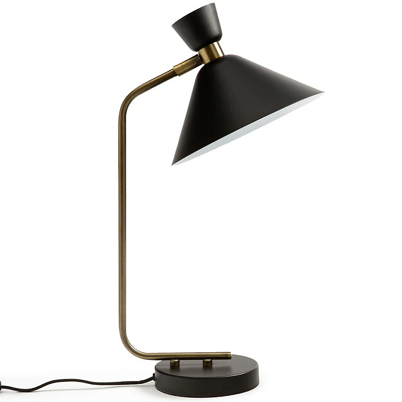 Настольная лампа с поворотным плафоном Davy Lamp Черный Винтажная латунь Настольная лампа с поворотным плафоном Davy Lamp Черный Винтажная латунь в Челябинске | Loft Concept