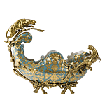 Чаша голубого цвета с оранментом и и бронзовыми фигурами леопардов Eden Garden варинант исполнения - 1 | Loft Concept в Челябинске