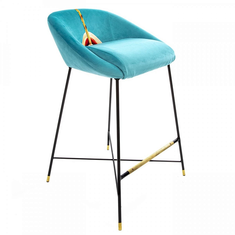 Барный стул Seletti High Stool Drill Черный Бирюзовый Барный стул Seletti High Stool Drill Черный Бирюзовый в Челябинске | Loft Concept