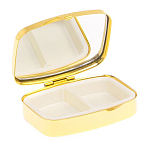 Таблетница карманная прямоугольная с 2-мя отделениями с зеркалом и накладкой из натурального камня Апатит Голубой Gold Stone Pillboxes варинант исполнения - 3 | Loft Concept в Челябинске