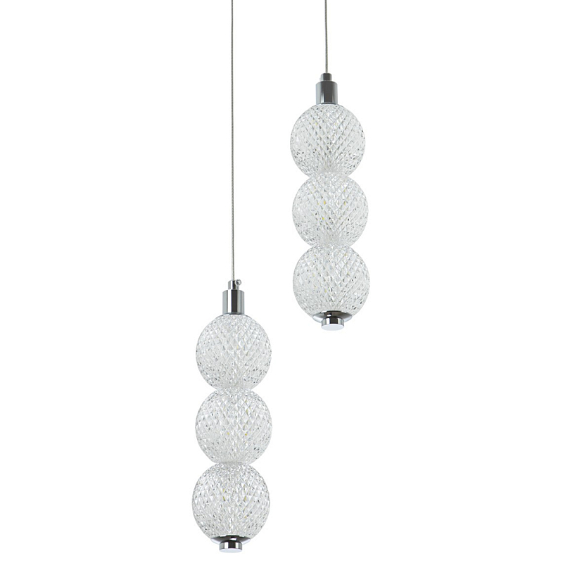 Подвесной светодиодный светильник с 2-мя плафонами Crystal Globule Hanging Lamp Chrome Прозрачный Хром Подвесной светодиодный светильник с 2-мя плафонами Crystal Globule Hanging Lamp Chrome Прозрачный Хром в Челябинске | Loft Concept