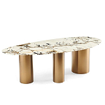 Обеденный стол с асимметричной столешницей на 3-х массивных золотых ножках Commonwealth Table варинант исполнения - 1 | Loft Concept в Челябинске