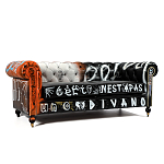 Диван Честерфильд граффити graffiti Orange Sofa натуральная кожа варинант исполнения - 1 | Loft Concept в Челябинске