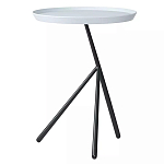 Столик приставной с круглой серой столешницей и черным основанием Round Stable Table варинант исполнения - 1 | Loft Concept в Челябинске