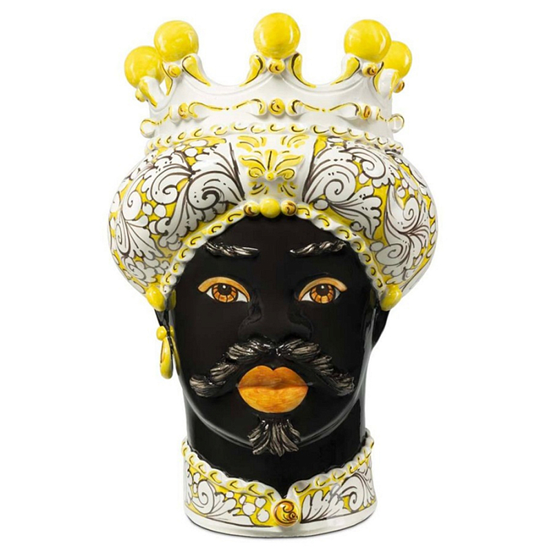 Ваза Vase Moro Man Ornate Yellow Черный Желтый Белый Ваза Vase Moro Man Ornate Yellow Черный Желтый Белый в Челябинске | Loft Concept