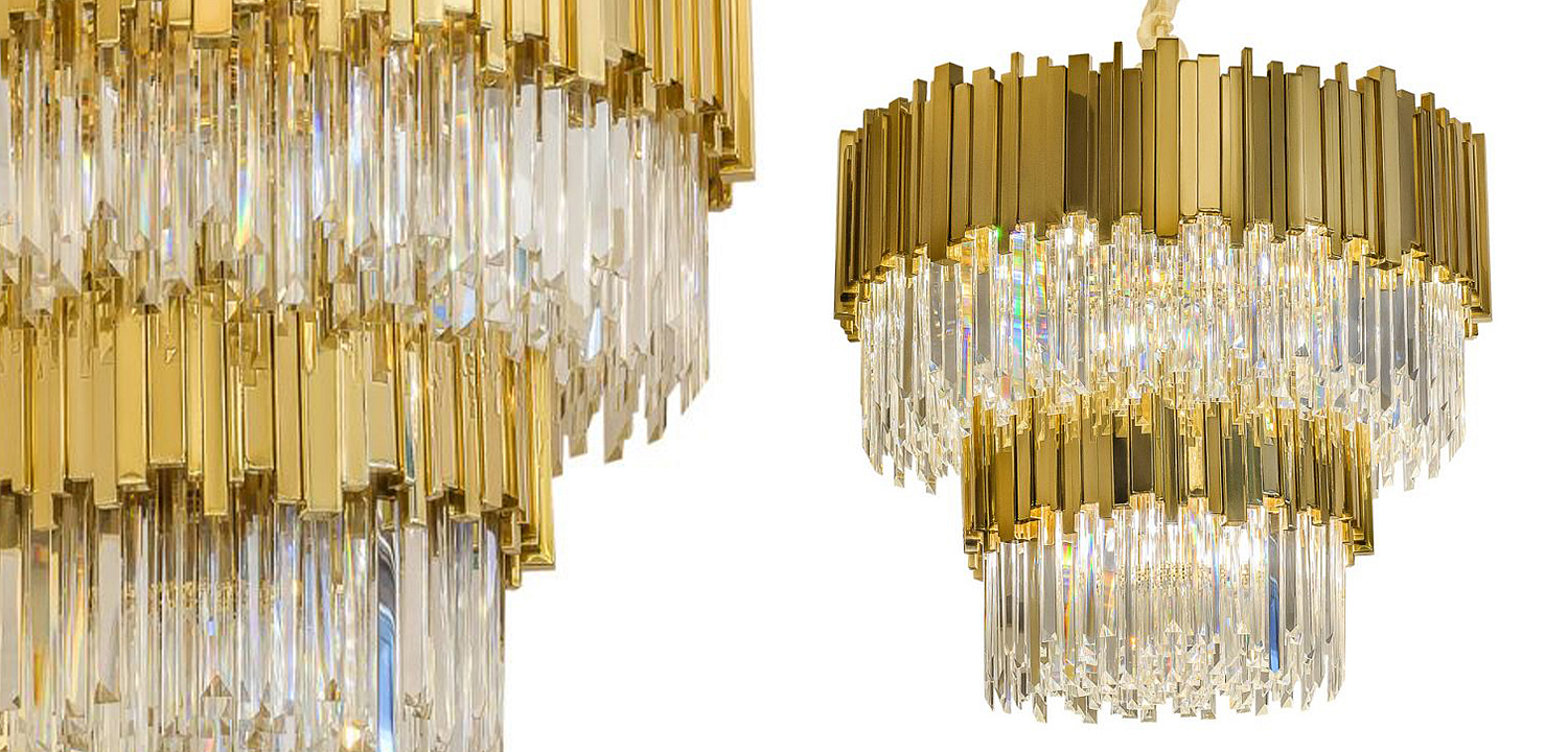 Круглая многоярусная люстра Luxxu Modern Cascade Chandelier Gold Metal Glass Круглая многоярусная люстра Luxxu Modern Cascade Chandelier Gold Metal Glass - Loft-Concept в Челябинске