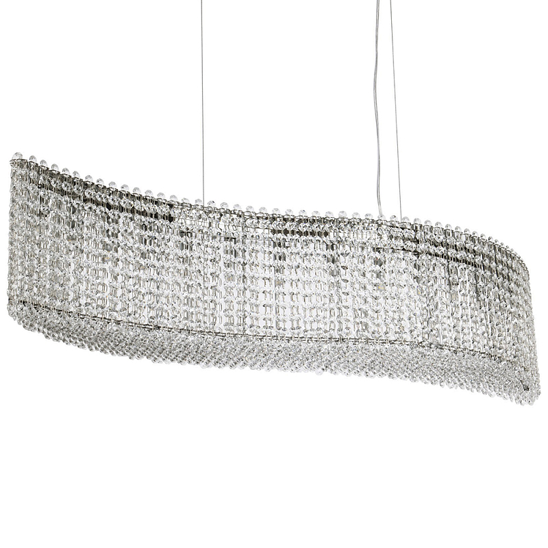 Линейная люстра изогнутой формы с хрустальными подвесками Crystal Art Chrome Linear Chandelier Прозрачный Хром Линейная люстра изогнутой формы с хрустальными подвесками Crystal Art Chrome Linear Chandelier Прозрачный Хром в Челябинске | Loft Concept