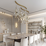 Бра с золотистой вертикальной трубкой и декоративными прозрачными листьями из стекла Sylva  варинант исполнения - 5 | Loft Concept в Челябинске