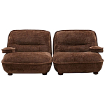 Кресло без подлокотников коричневое ну круглых деревянных ножках Loup Plush Armchair Brown варинант исполнения - 4 | Loft Concept в Челябинске