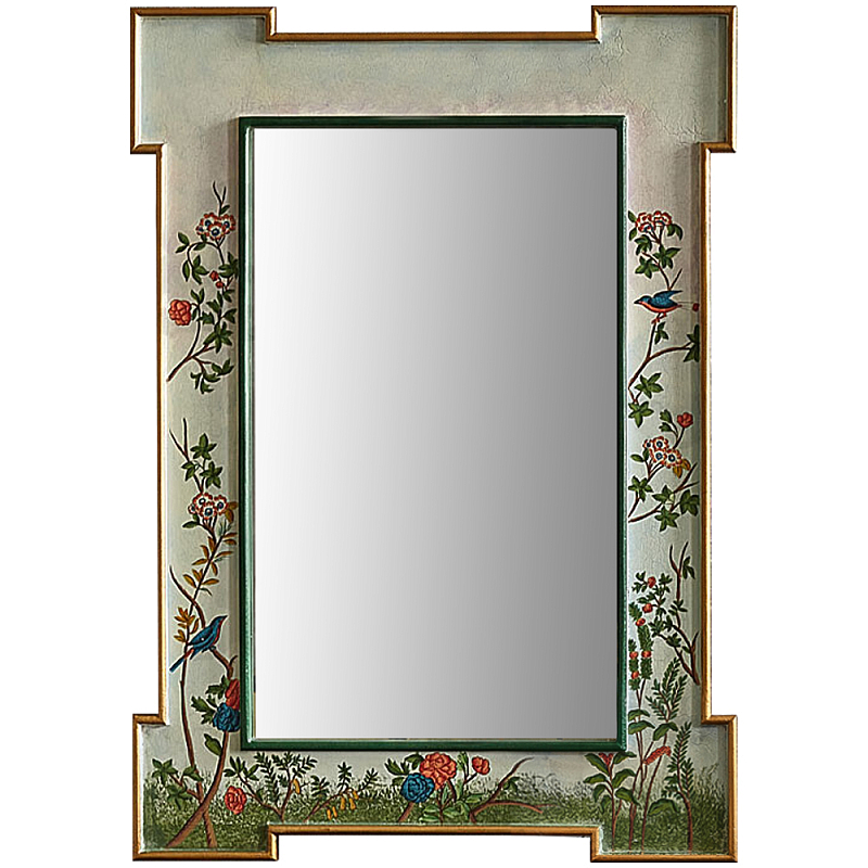 Зеркало в стиле Шинуазри ручная роспись Chinoiserie Garden White Mirror Мульти Белый Зеркало в стиле Шинуазри ручная роспись Chinoiserie Garden White Mirror Мульти Белый в Челябинске | Loft Concept