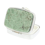 Таблетница карманная прямоугольная с 2-мя отделениями с зеркалом и накладкой из натурального камня Жадеит Silver Stone Pillboxes варинант исполнения - 2 | Loft Concept в Челябинске