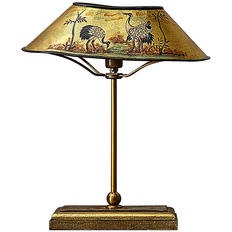 Настольная лампа с абажуром из металла Chinoiserie Cranes Table Lamp Gold Золотой Мульти Настольная лампа с абажуром из металла Chinoiserie Cranes Table Lamp Gold Золотой Мульти в Челябинске | Loft Concept