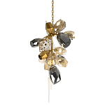 Люстра подвесная вытянутой формы с плафонами из стекла и металла с тремя вертикальными подвесками Gilded Mirage  варинант исполнения - 1 | Loft Concept в Челябинске