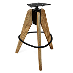 Барный стул со спинкой и металлической подставкой на 3-х деревянных ножках Горчичный Велюр Vendramin Chair варинант исполнения - 4 | Loft Concept в Челябинске