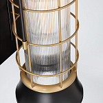 Настенный фонарь цилиндрической формы с рифленым стеклом в золотом каркасе на черном прямоугольном основании Eurofase варинант исполнения - 3 | Loft Concept в Челябинске