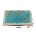 Портсигар на 20 сигарет с газовой зажигалкой из натурального камня Апатит Голубой Stone Cigarettes Cases варинант исполнения - 2 | Loft Concept в Челябинске