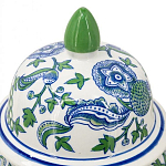 Ваза с крышкой и зелено-голубым рисунком на белом фоне 51 см Blue & White Ornament варинант исполнения - 3 | Loft Concept в Челябинске