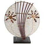 Настольная лампа из перламутра и дерева на подставке Indonesian Shell Flower варинант исполнения - 1 | Loft Concept в Челябинске