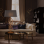 Настольная лампа на ажурном чугунном основании с серым абажуром Openwork Lamp варинант исполнения - 5 | Loft Concept в Челябинске