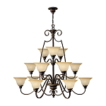 Люстра трехъярусная бронзового цвета с 15-ю кремовыми плафонами в форме чаш Hinkley варинант исполнения - 2 | Loft Concept в Челябинске