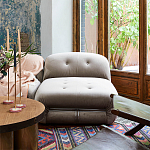 Дизайнерский угловой диван с велюровой светло-коричневой обивкой Fosse Sofa варинант исполнения - 6 | Loft Concept в Челябинске