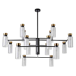 Люстра потолочная с 16-ю цилиндрическими плафонами из стекла и черным каркасом Noir Poise варинант исполнения - 1 | Loft Concept в Челябинске