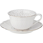 Чайная пара белого цвета из фарфора с рельефной фактурой 250 мл Floral Charm варинант исполнения - 1 | Loft Concept в Челябинске