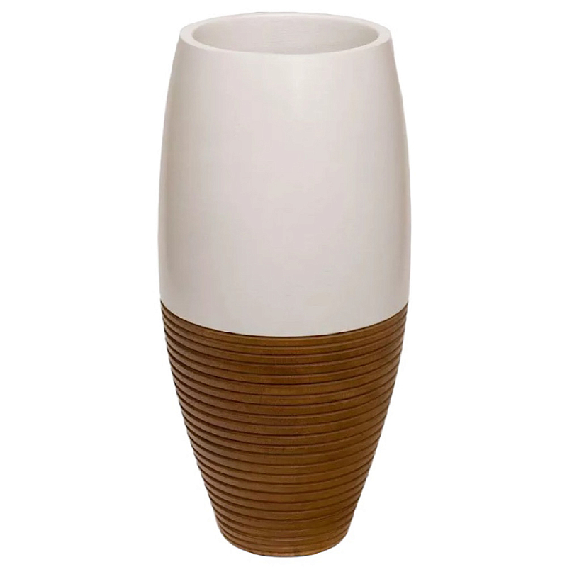 Ваза деревянная белая Vase of Thailand Белый Светло-коричневый  в Челябинске | Loft Concept 