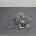 Дизайнерский журнальный стол с круглой прозрачной столешницей и основанием в виде цепи Hua Wang варинант исполнения - 2 | Loft Concept в Челябинске