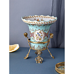 Ваза из голубого фарфора с рисунком птиц и цветов и декоративными элементами Blue Garden варинант исполнения - 6 | Loft Concept в Челябинске