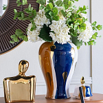 Ваза с крышкой и мазками синего и золого цвета на белом фоне Chinoiserie Ceramics варинант исполнения - 4 | Loft Concept в Челябинске