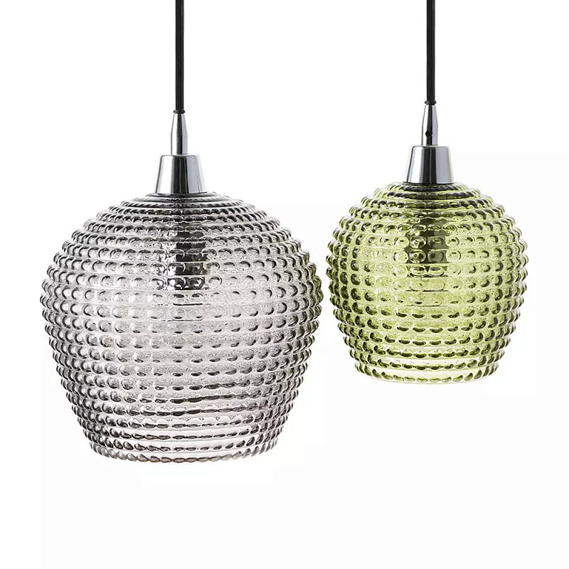 Подвесной светильник каскадный с 2-мя рельефными плафонами Cascade with Relief Lampshades Серый Зеленый Черный Подвесной светильник каскадный с 2-мя рельефными плафонами Cascade with Relief Lampshades Серый Зеленый Черный в Челябинске | Loft Concept