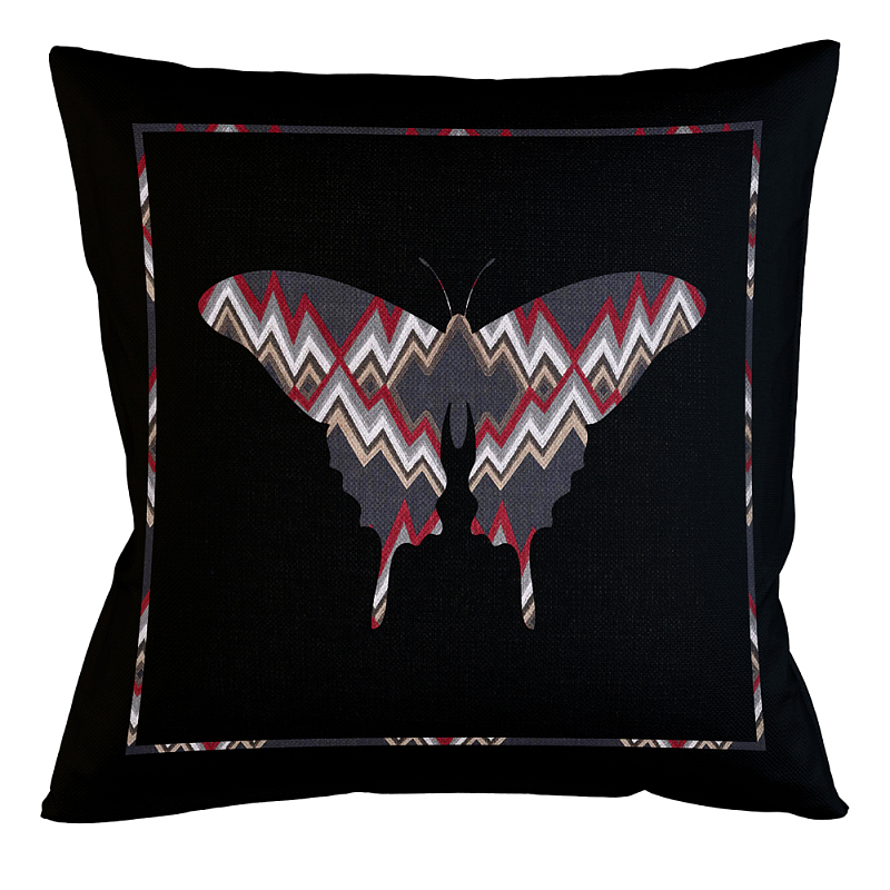 Подушка декоративная бабочка цветной орнамент Ikat Pattern Мульти Бежевый Черный Подушка декоративная бабочка цветной орнамент Ikat Pattern Мульти Бежевый Черный в Челябинске | Loft Concept
