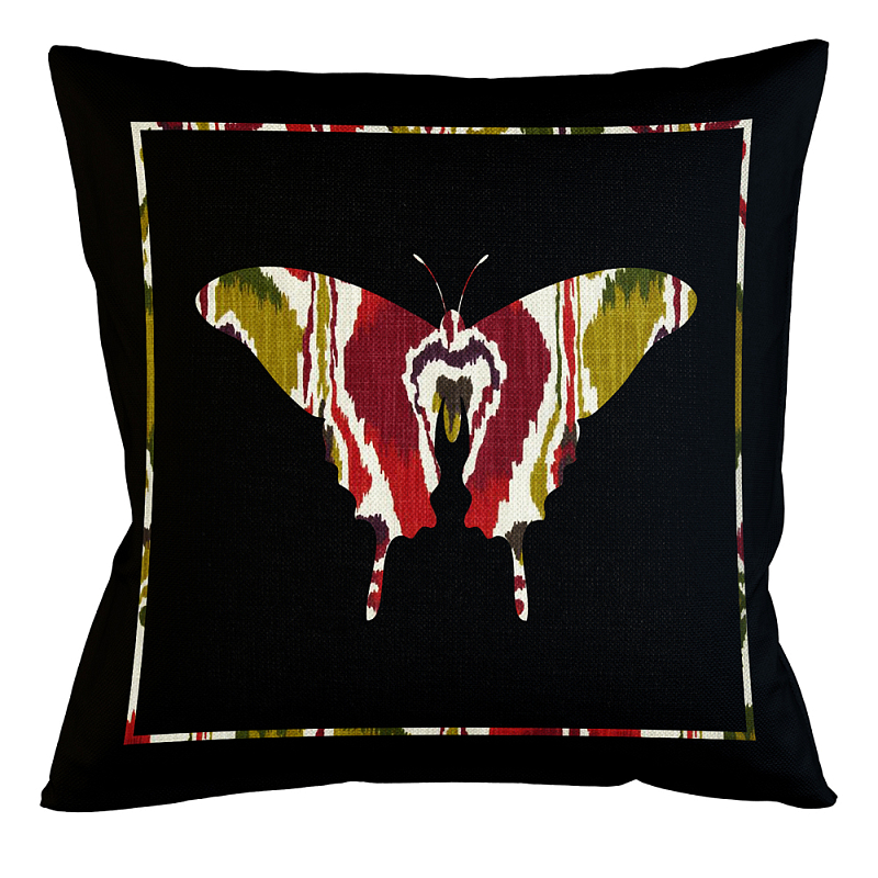 Подушка декоративная бабочка цветной узор Ikat Pattern Мульти Бежевый Черный Подушка декоративная бабочка цветной узор Ikat Pattern Мульти Бежевый Черный в Челябинске | Loft Concept