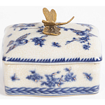Фарфоровая шкатулка с бронзовой стрекозой Blue and White варинант исполнения - 4 | Loft Concept в Челябинске