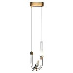 Подвесной светильник с декоративной фигуркой птицы на прозрачной изогнутой трубке Ganthea варинант исполнения - 3 | Loft Concept в Челябинске